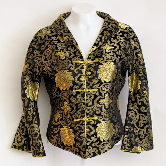 Jackets & Blazers - Asian Black/Gold Women's Frog Button Blazer
